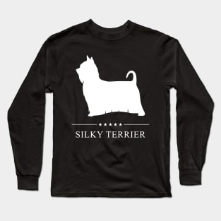 Silky Terrier Dog White Silhouette Long Sleeve T-Shirt